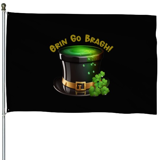 Get Lucky with this 'Erin go Bragh' Top Hat Design House Flags