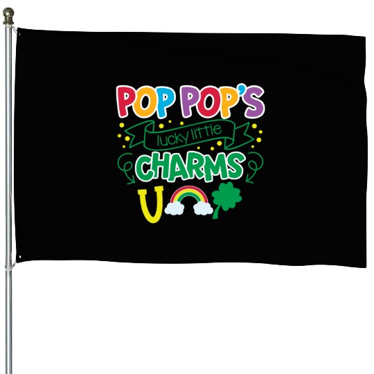 Pop Pop's Lucky Little Charms Clover Shamrock House Flags