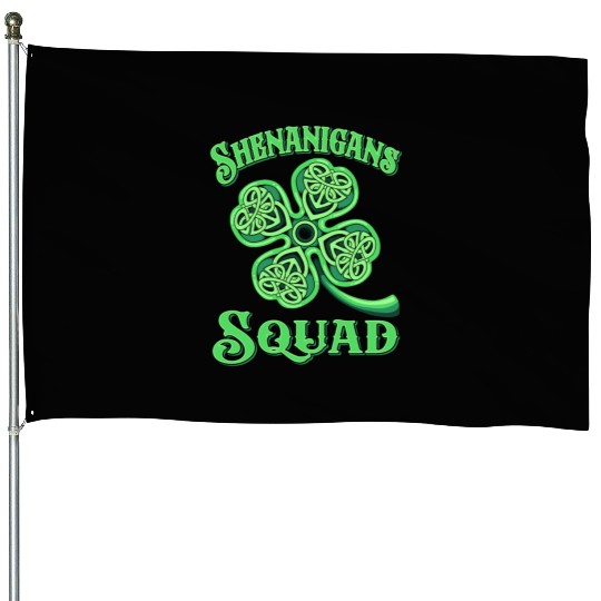 Shenanigans Squad Funny St Patricks Day House Flags