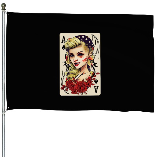 Rockabilly 50s Pin Up Zombie Psychobilly Ace Card House Flags