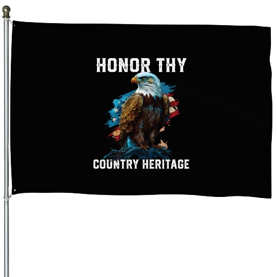 Honor Thy Country Heritage American Bald Eagle House Flags