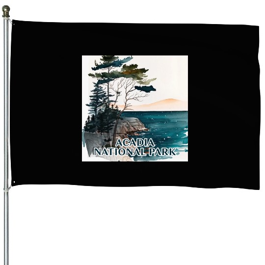 Acadia National Park Watercolor House Flags
