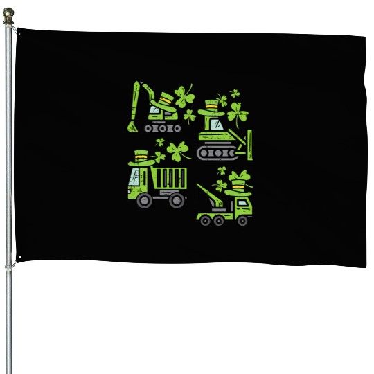 Kids Irish Construction Truck Crane Toddler Boys House Flags