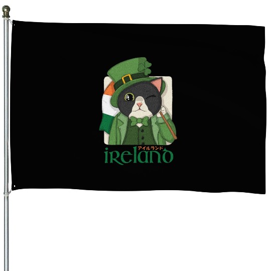 Ireland Tuxedo Cat House Flags
