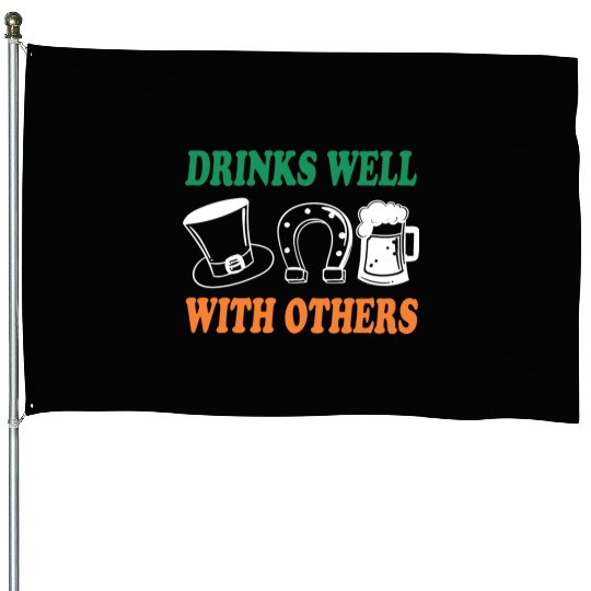 Shamrock Drinks Well With Others St Patrick's Day House Flags
