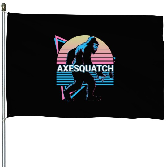 Funny Axe Throwing Bigfoot Sasquatch Ax Thrower House Flags