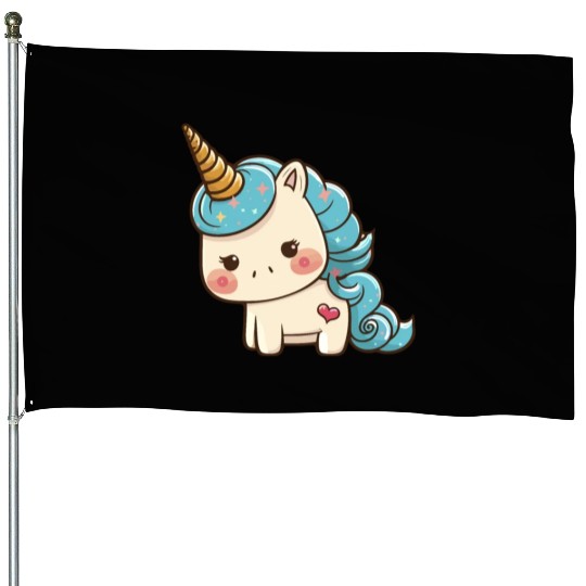Cute colorful unicorn House Flags