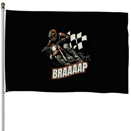 Dirt Bike Race Motorsport Motorbike House Flags