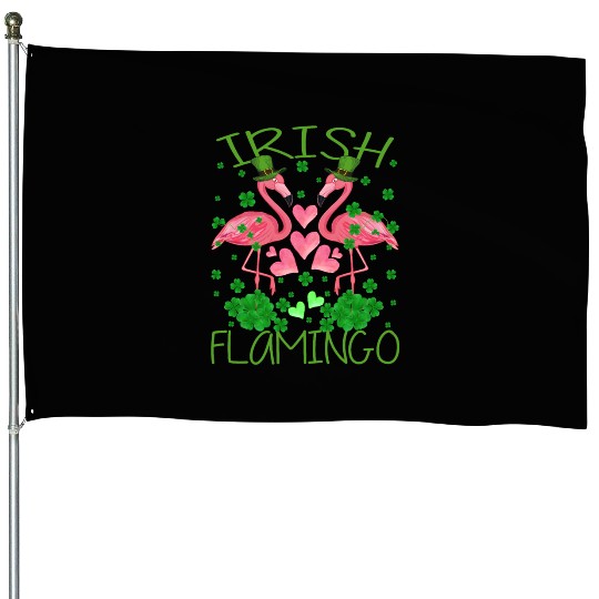 Irish Flamingo St Patrick's Day House Flags