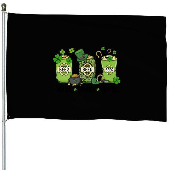 Funny St Patricks Day Drink House Flags