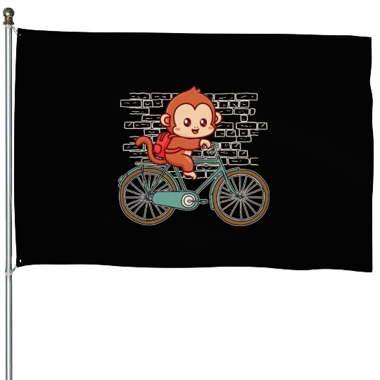 Monkey Bicycle House Flags