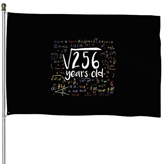 16th Birthday Square Root of 256: 16 Years Old House Flags