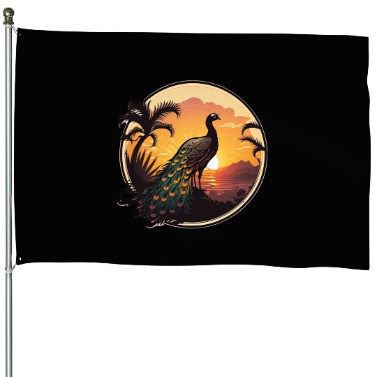 Peacock Sunrise: A Relaxing Journey into Serenity House Flags