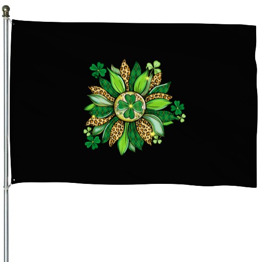 Sunflower Green With Leopard House Flags