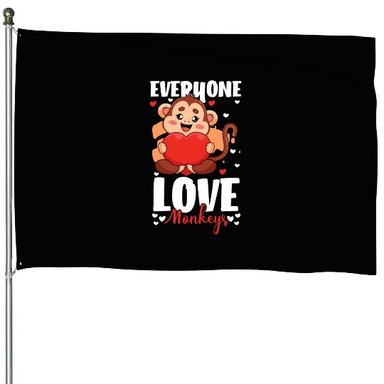 Banana Chimpanzee Funny Hairy House Flags