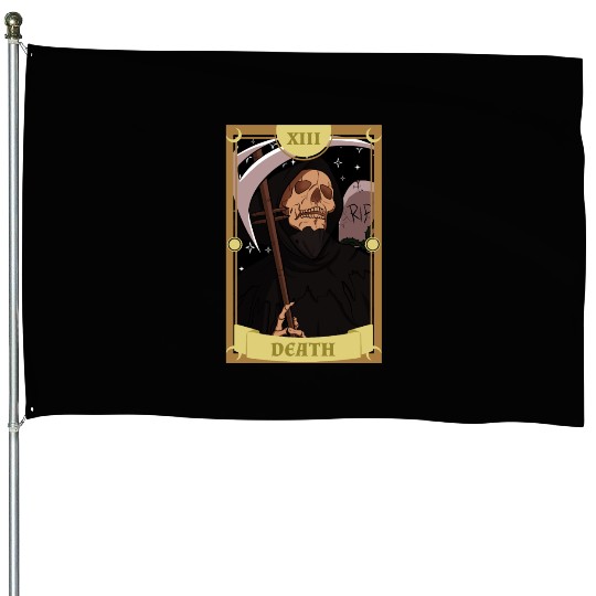 Anime Tarot Card Death Grim Reaper Occult Gothic W House Flags