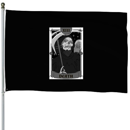 Anime Tarot Card Death Grim Reaper Occult Gothic W House Flags