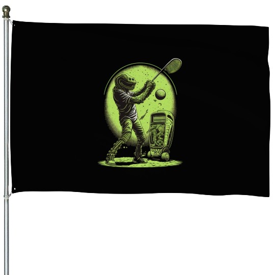 Alien Playing Golf Golfer UFO Extraterrestrial House Flags