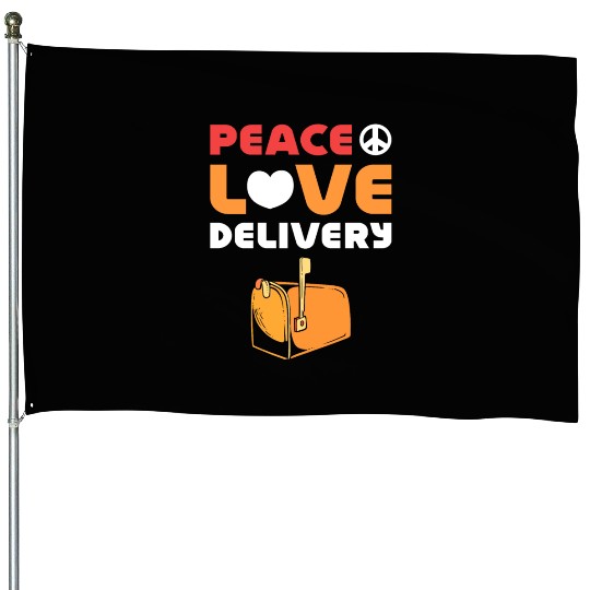Peace Love Deliver Postal Worker Mailman Postman House Flags