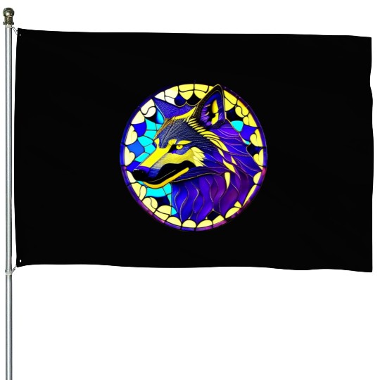 Moonlit Majesty The Art of Stained Glass Wolves House Flags