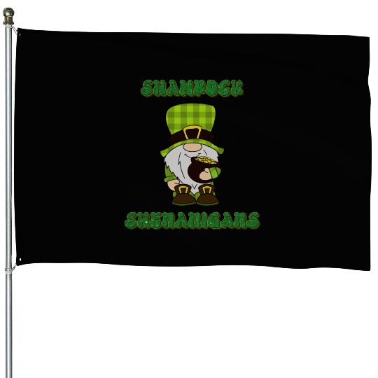 classic gnome design with a green shamrock hat House Flags