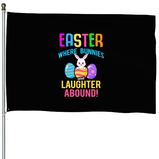 Easter Rabbit Easter Bunny Flowers Eggs House Flags
