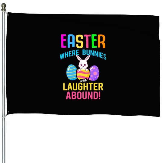 Easter Rabbit Easter Bunny Flowers Eggs House Flags