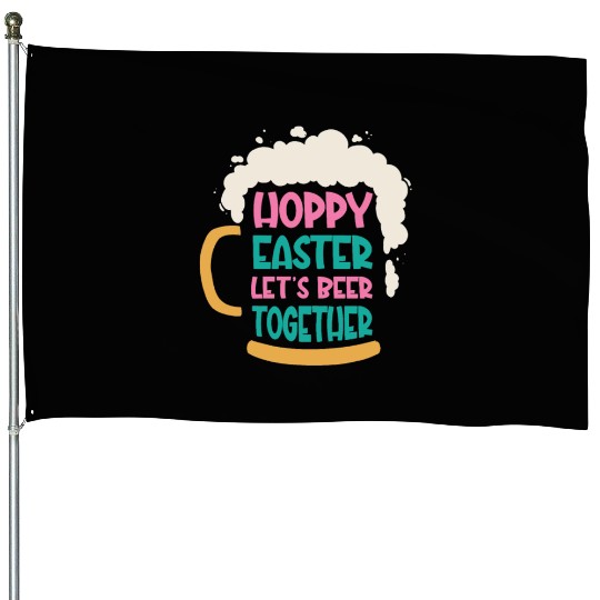 Easter Bunnies Beer Drinking Holiday Rabbit House Flags