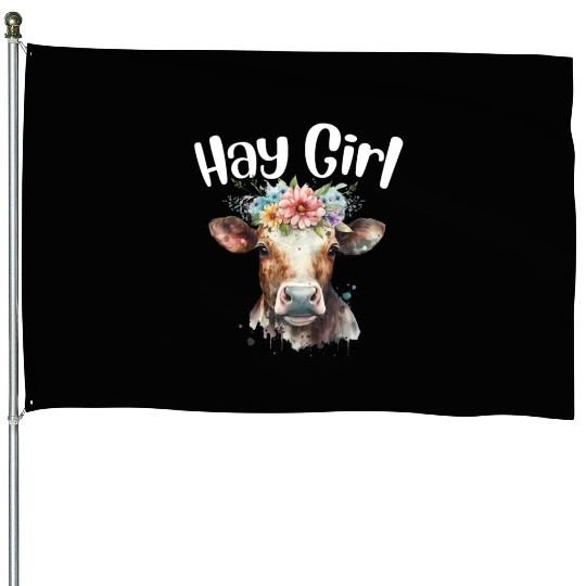 Hay Girl Farmer Gift Cattle Cow Lovers House Flags