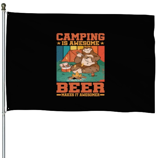Camping Is Awesome, Beer Makes It Awesomer 2 House Flags