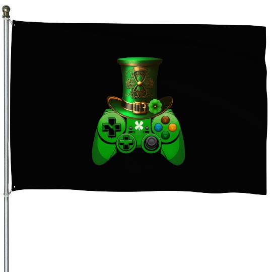 St Patricks Day Video Game House Flags | Gamer Leprechau