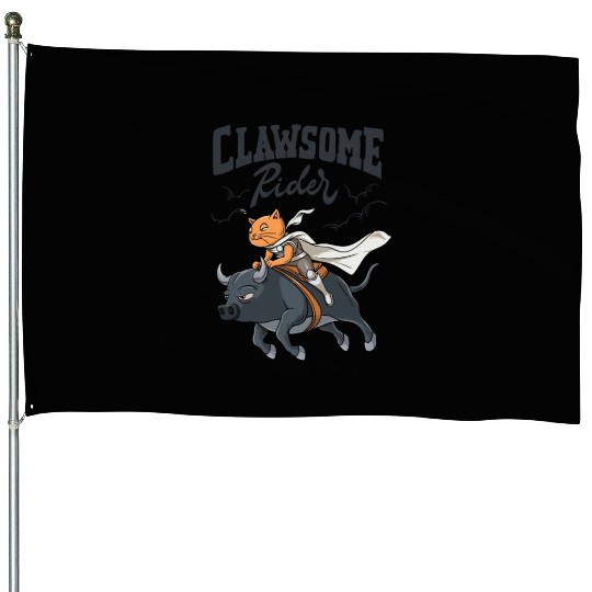 Western Rodeo Cat "Clawsome Rider" Design for a House Flags