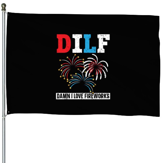 Damn I Love Fireworks America USA Flag 4th Of July House Flags