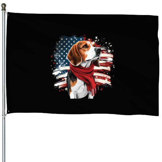 America USA Flag 4th Of July American Dog Lover House Flags