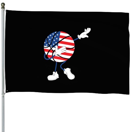 America USA Flag 4th Of July Basketball Player House Flags