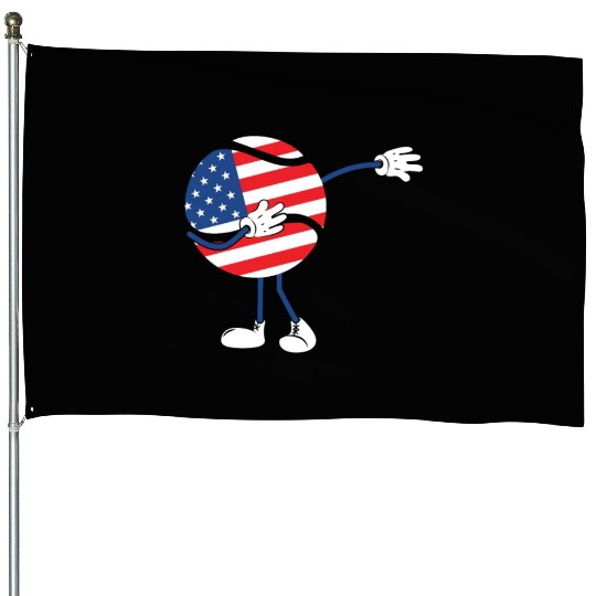 America USA Flag 4th Of July Tennis Player House Flags