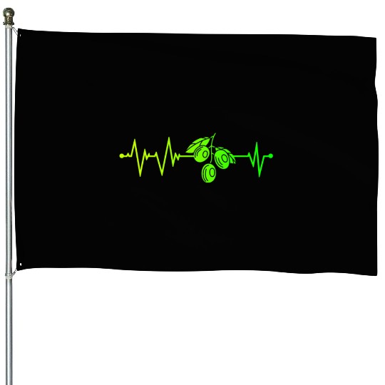 Green Olive Heartbeat House Flags