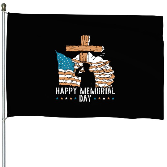 Patriotic Veteran USA Flag American Memorial Day House Flags