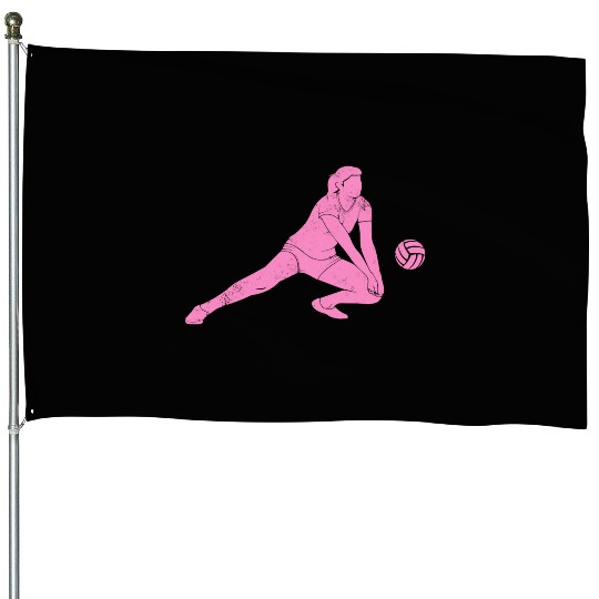 Volleyball Sport Lover Volleyball Girl Player Idea House Flags