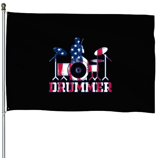 Drum Player Drummer Drum Instrument Drummer US Fla House Flags