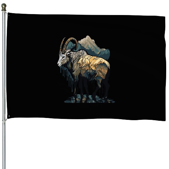 a mountain goat lives in the mountains House Flags