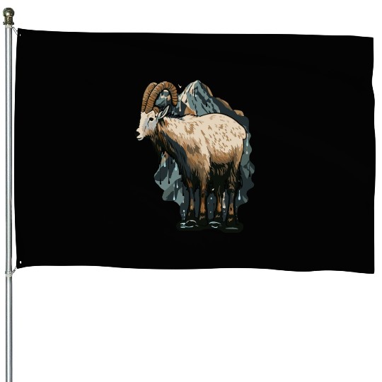 a mountain goat lives in the mountains House Flags