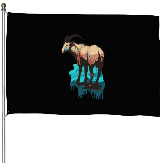 a mountain goat lives in the mountains House Flags