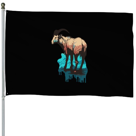 a mountain goat lives in the mountains House Flags