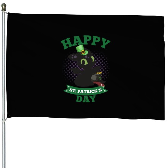 Happy St Patricks Day Toothless House Flags