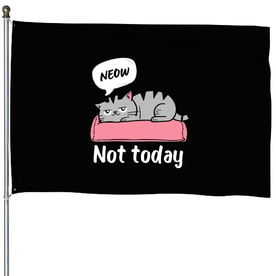 Funny Lazy Bored Cat | For Cat Mom Cat lovers House Flags