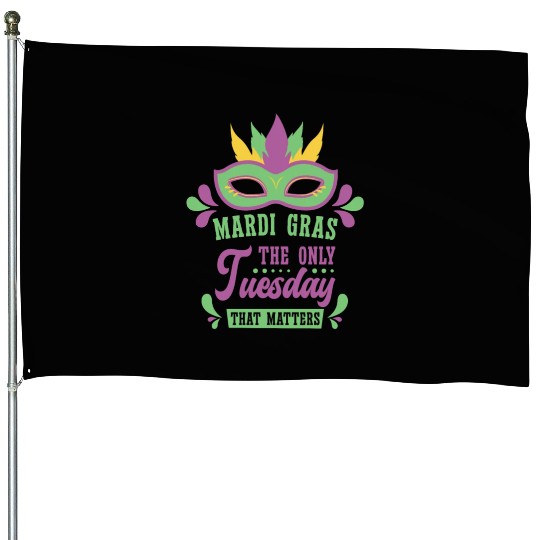 Mardi Gras Carnival Tuesday Beer Drinking Party House Flags