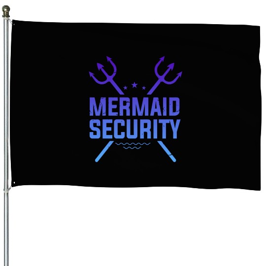 Mermaid Security Funny House Flags