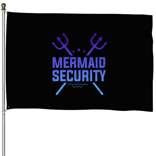 Mermaid Security Funny House Flags