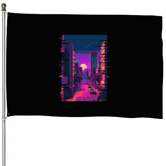Japanese City Indie Aesthetic Glitch Art 80s 90s V House Flags